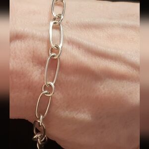 Bracelet Sterling Stamped 925 NEW Classic Paper Clip Link Style White Silver LUV